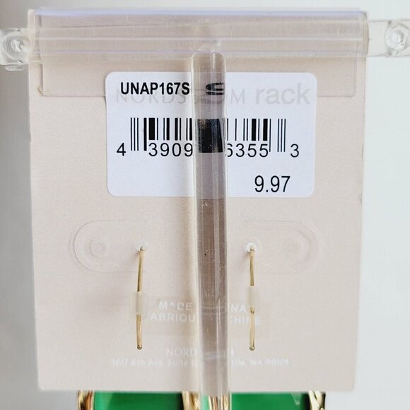 14th & Union Green Moonglow Glass Earrings Gold Tone Statement Drop Dangle NEW - Picture 3 of 4